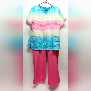 Colorful Women's Scrub Set Plus Bonus Top